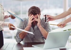 Exhausted man from job burnout