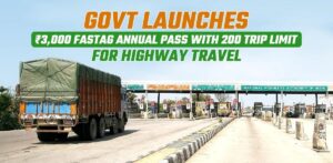 Truck at toll plaza with FASTag
